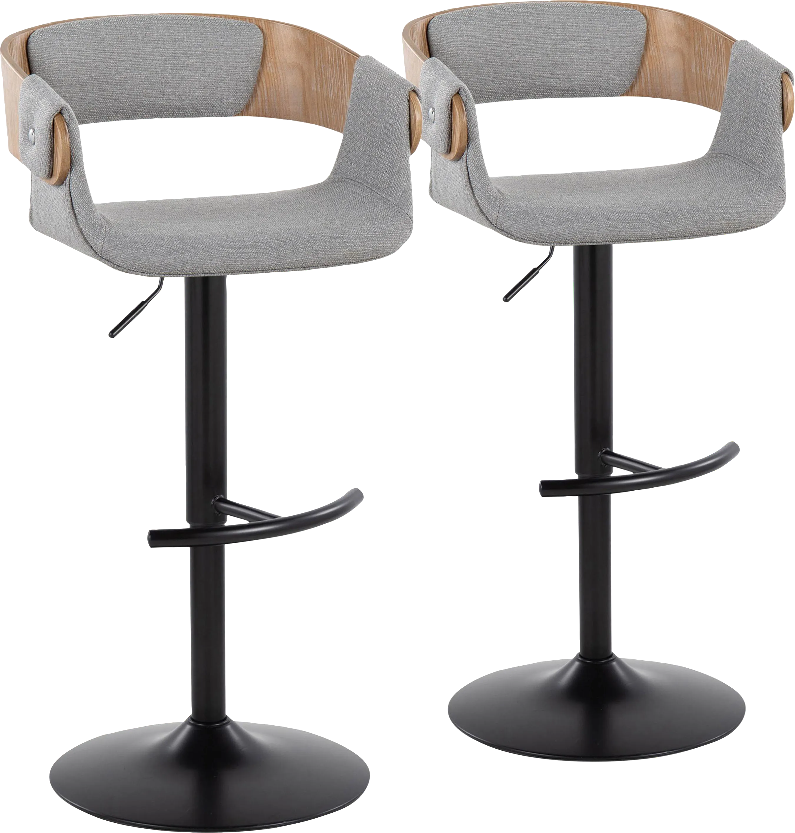 Takeda I Light Gray Adjustable Barstool, Set of 2 - Thumbnail - Image 1