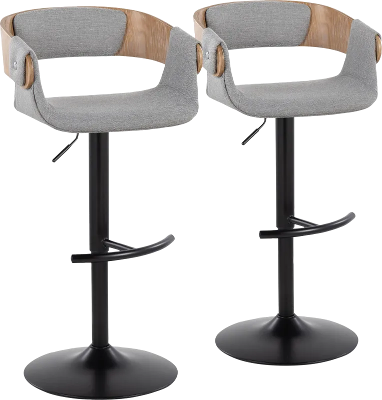 Takeda I Light Gray Adjustable Barstool, Set of 2