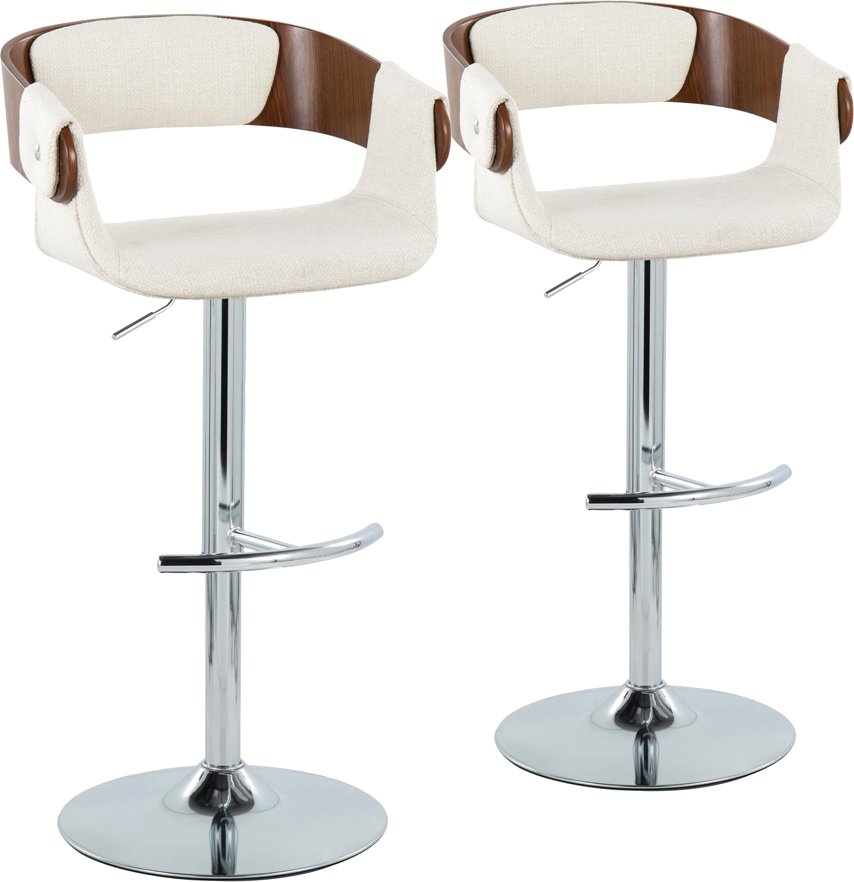 Takeda II Cream Adjustable Barstool, Set of 2 - Thumbnail - Image 1