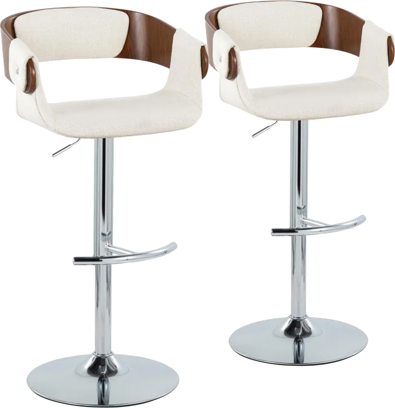 Takeda II Cream Adjustable Barstool, Set of 2