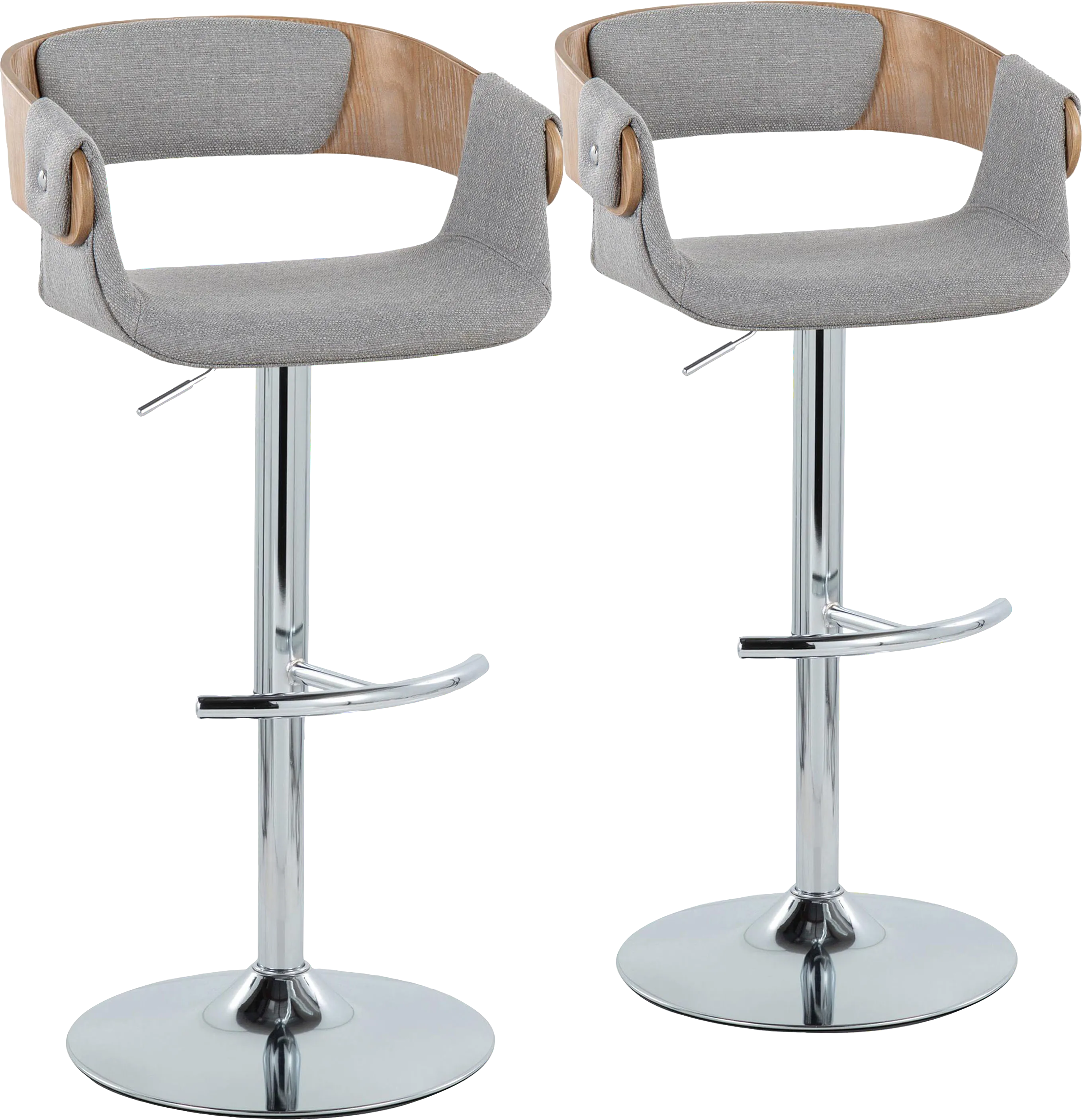 Takeda II Light Gray Adjustable Barstool, Set of 2 - Thumbnail - Image 1