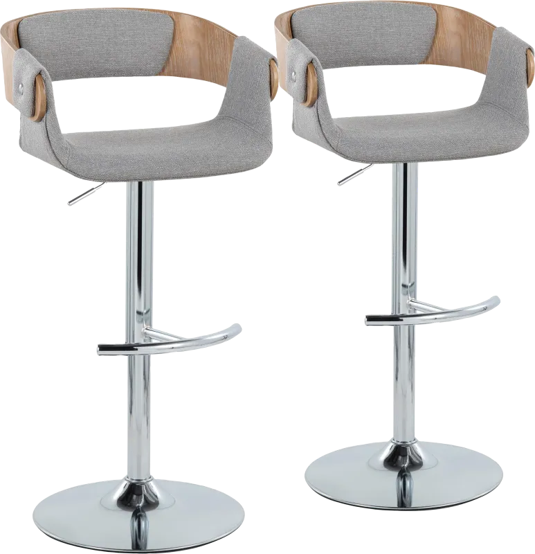 Takeda II Light Gray Adjustable Barstool, Set of 2