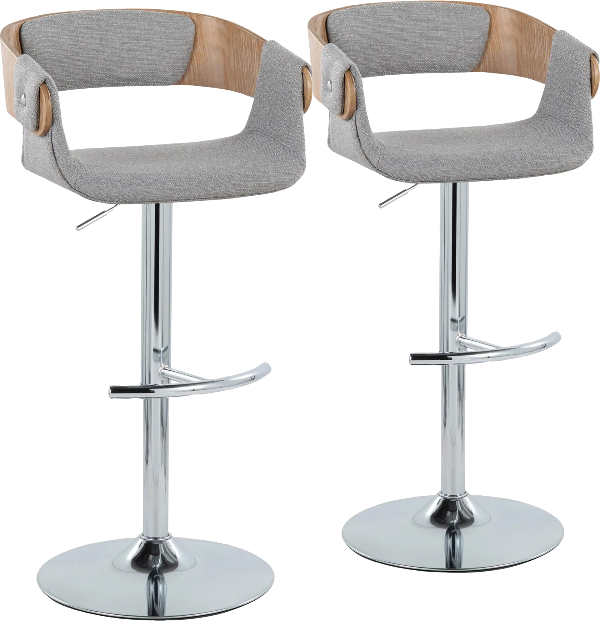 Takeda II Light Gray Adjustable Barstool, Set of 2