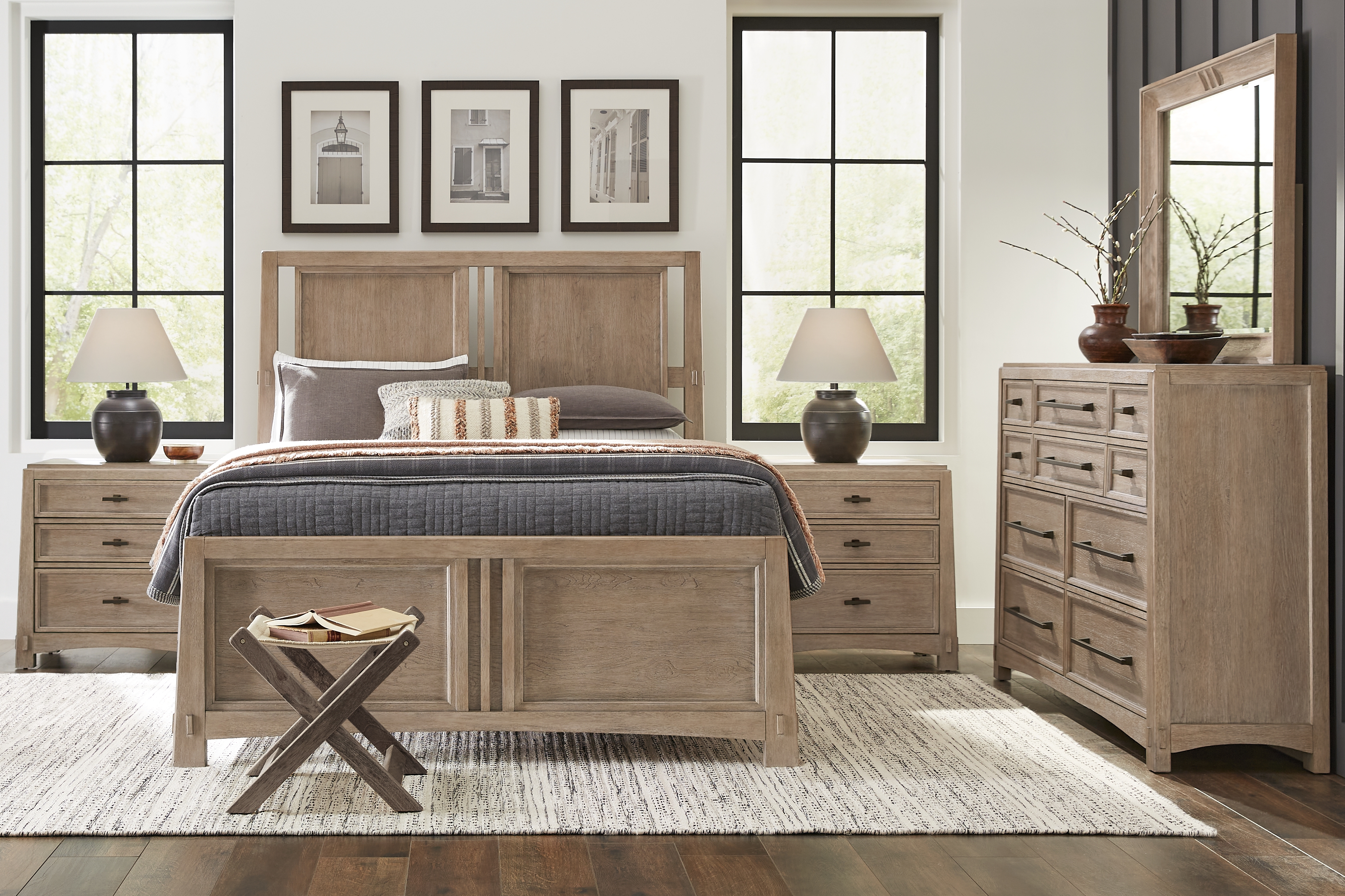 Keaton Taupe 7 Pc Queen Panel Bedroom - Thumbnail - Image 1