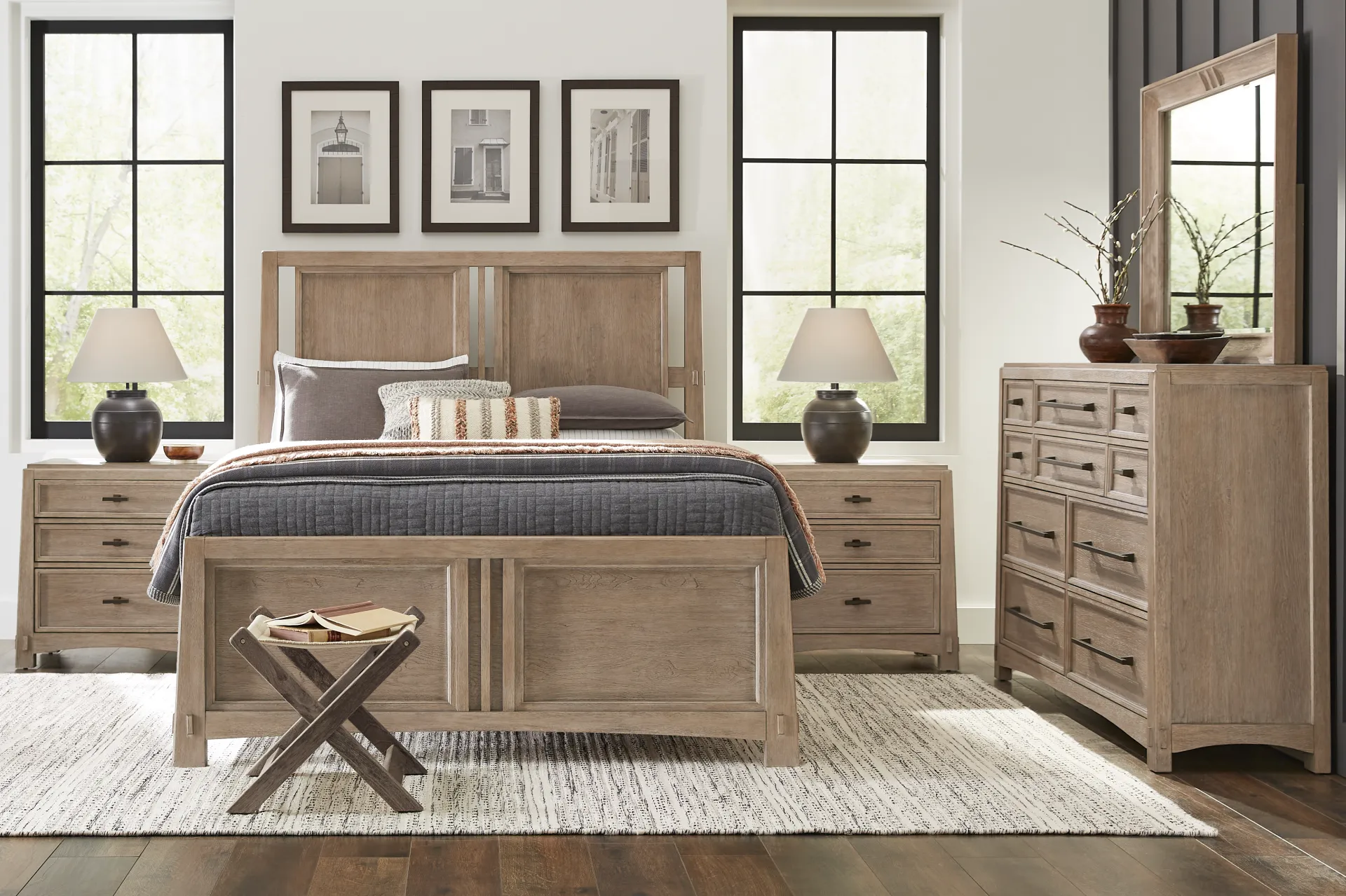 Keaton Taupe 3 Pc King Panel Bed - Image 1