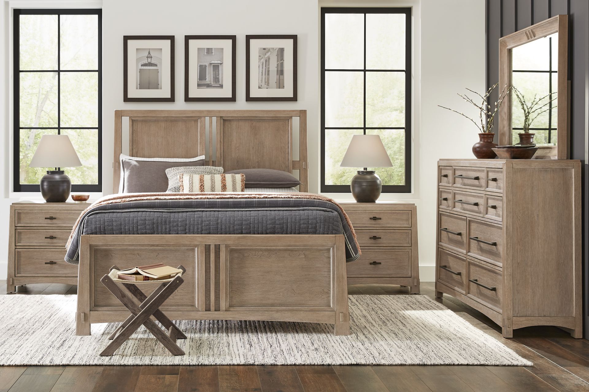 Keaton Taupe 5 Pc Queen Panel Bedroom - Image 1