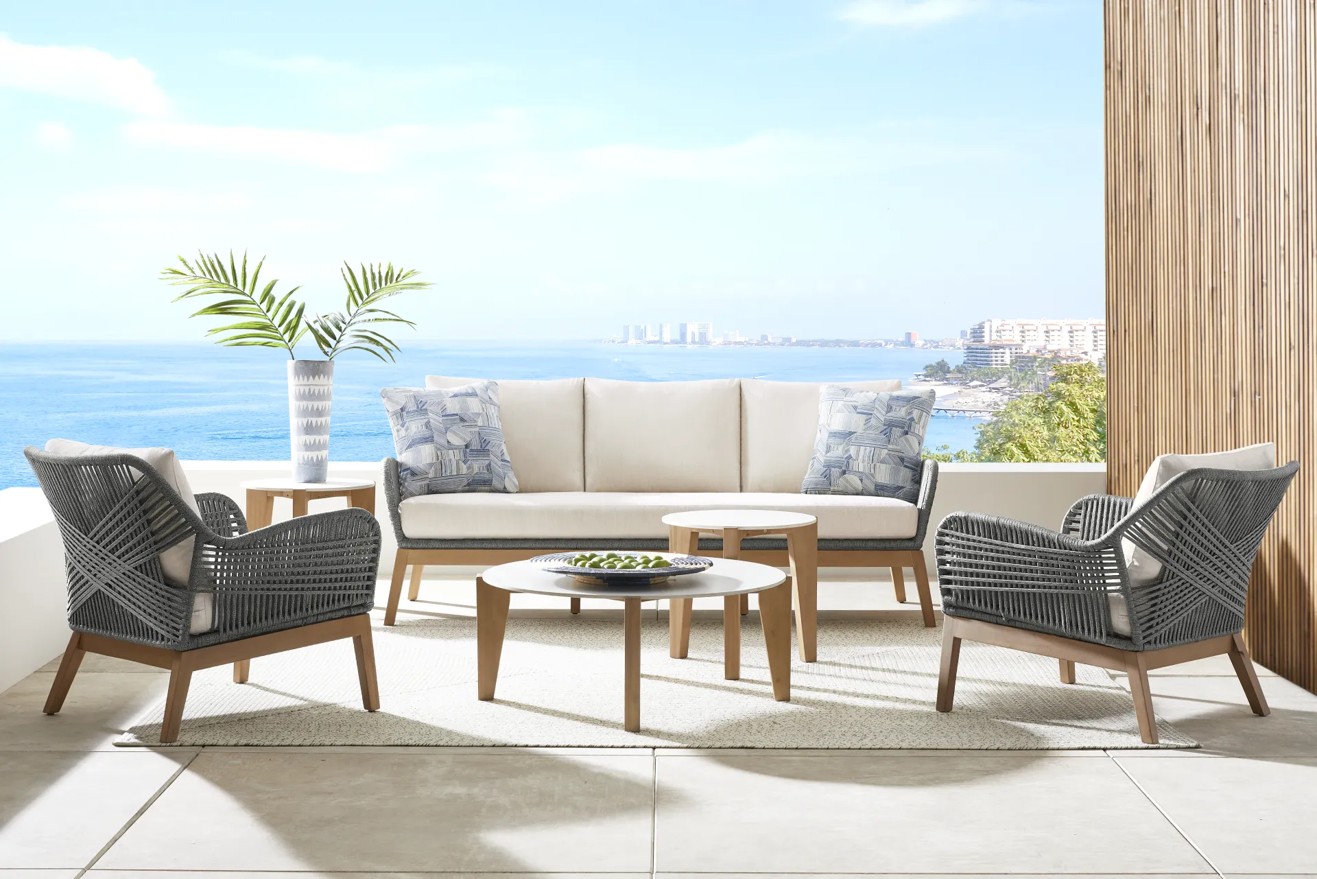 Tessere Gray Outdoor Ottoman - Image 1