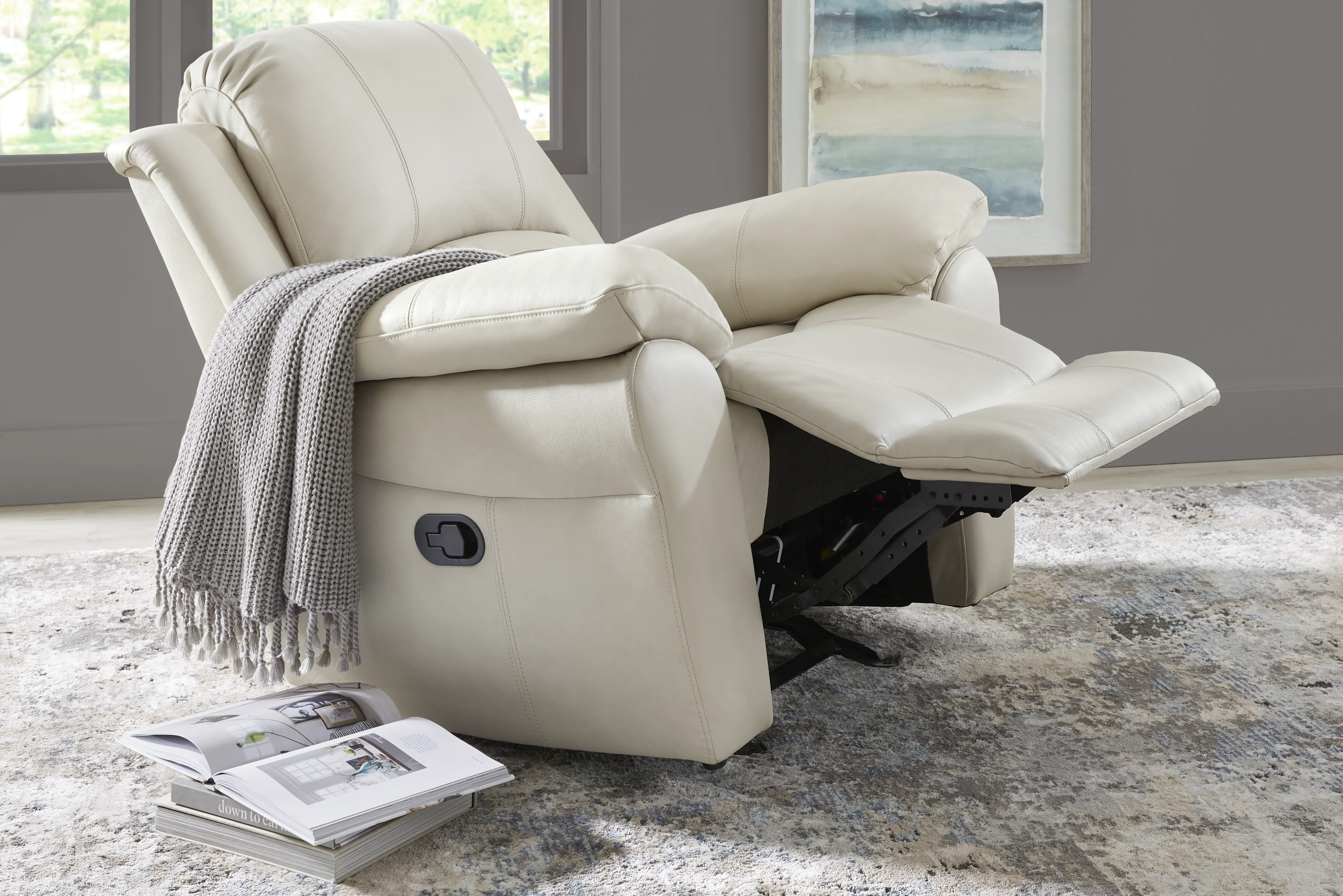 Vercelli Way Stone Leather Rocker Recliner - Thumbnail - Image 3