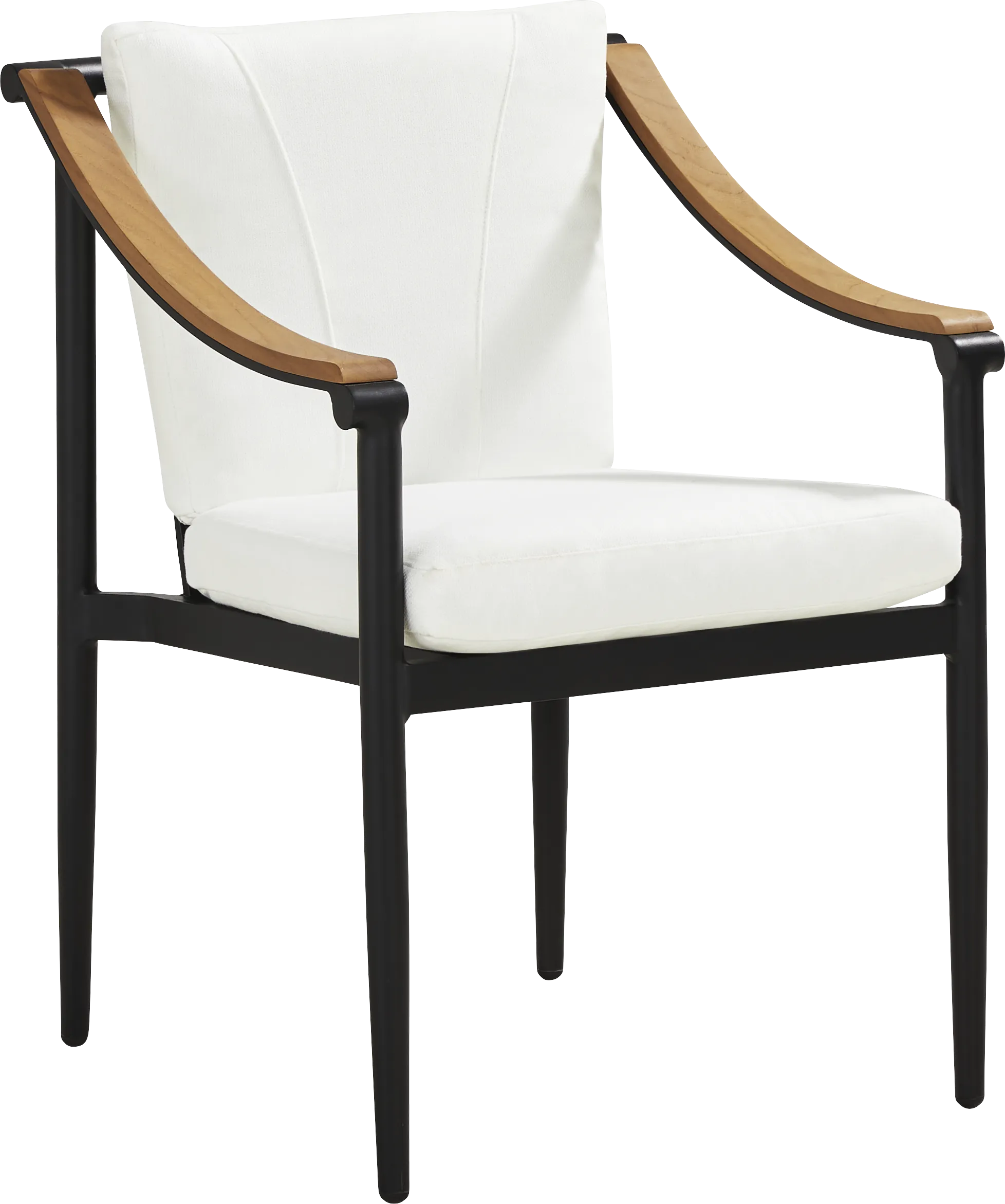 Harlowe Black Outdoor Arm Chair with White Cushions - Thumbnail - Image 1