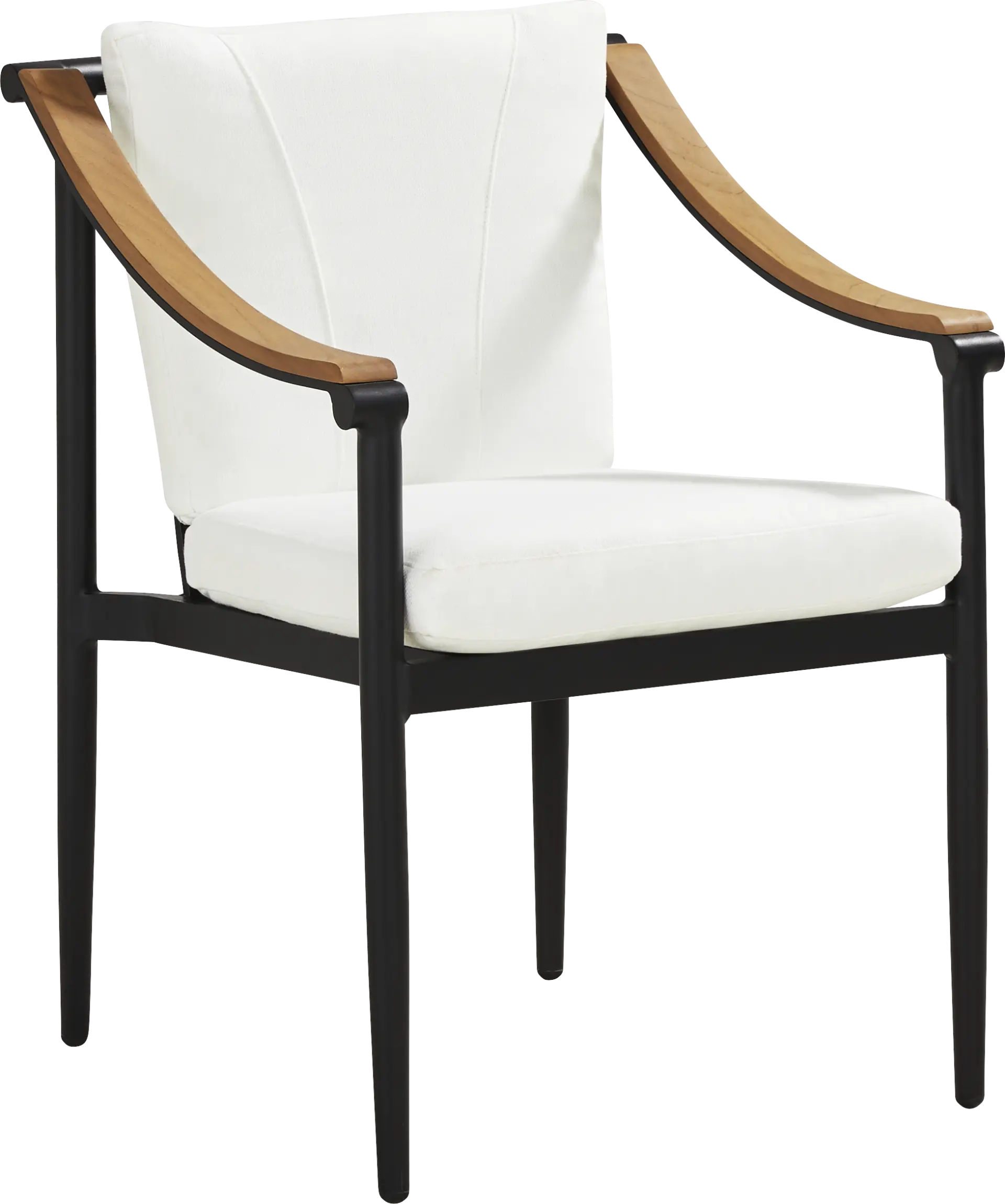Harlowe Black Outdoor Arm Chair with White Cushions