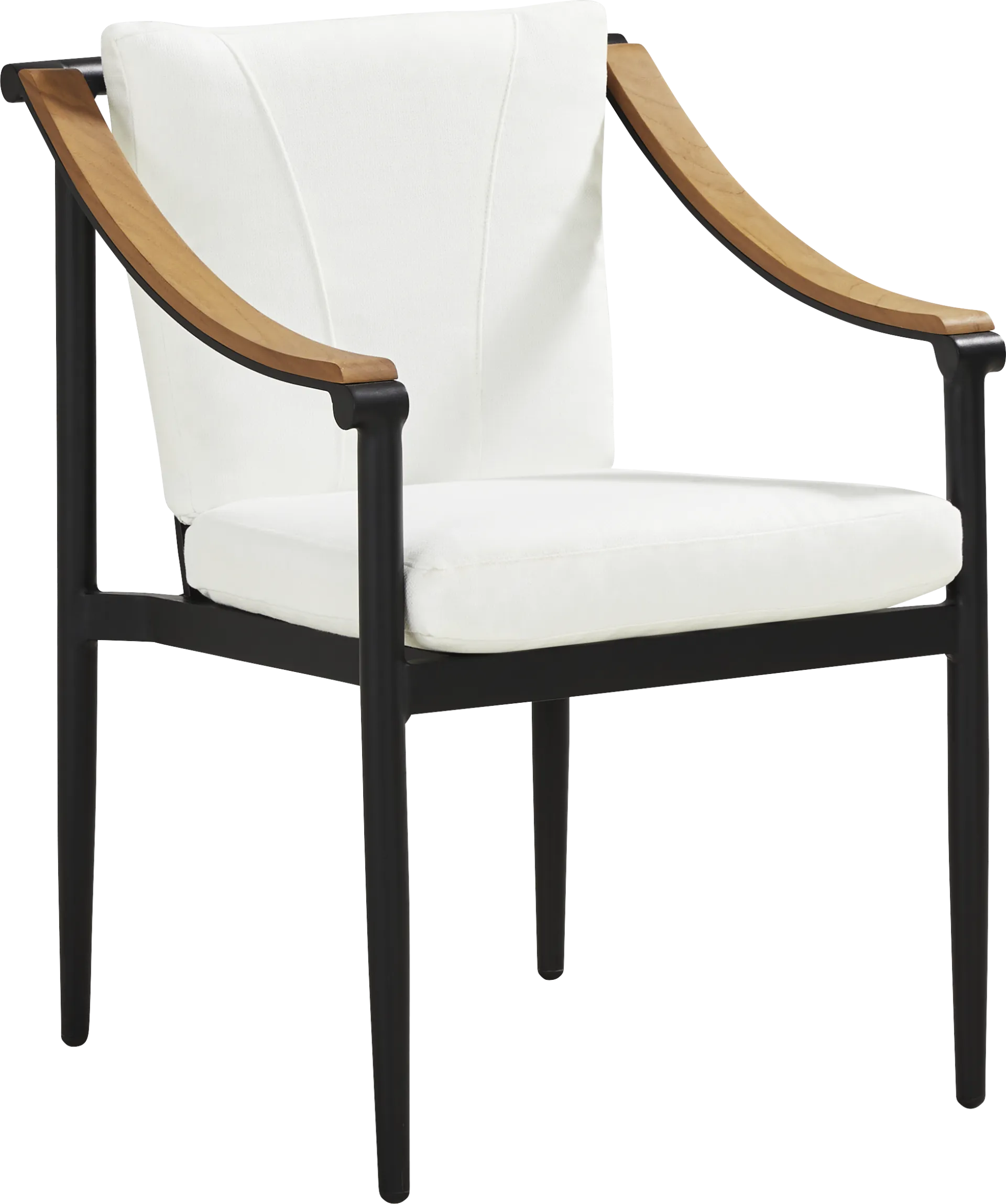 Harlowe Black Outdoor Arm Chair with White Cushions - Image 1