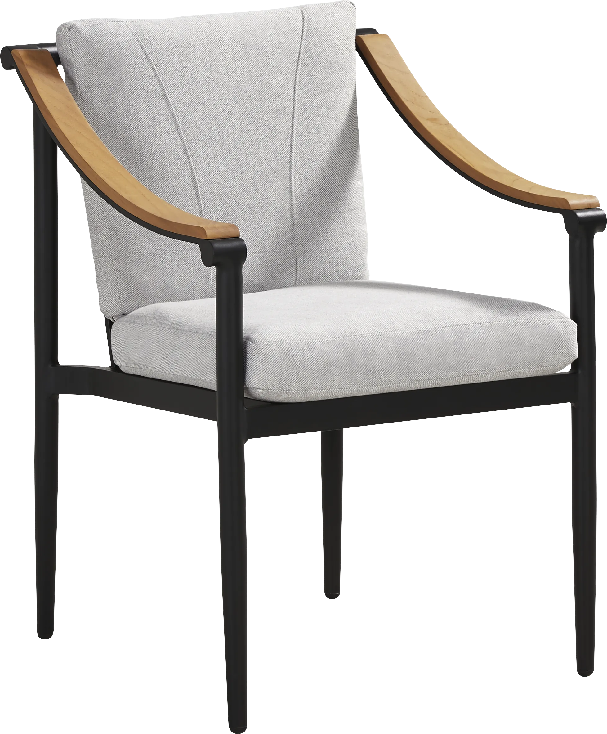 Harlowe Black Outdoor Arm Chair with Dove Cushions - Thumbnail - Image 1