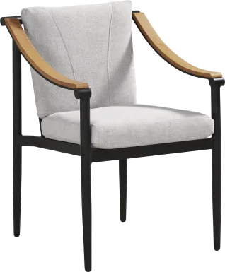 Harlowe Black Outdoor Arm Chair with Dove Cushions