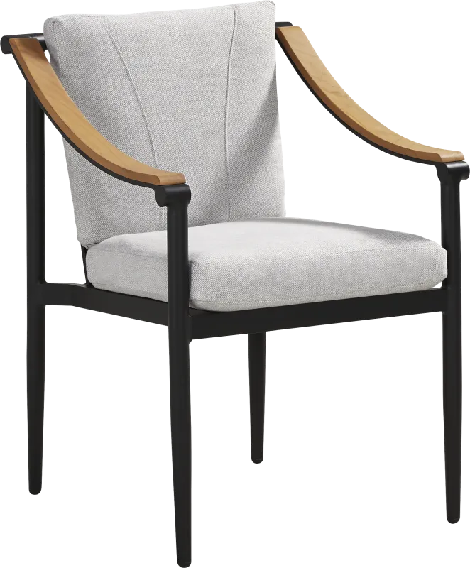 Harlowe Black Outdoor Arm Chair with Dove Cushions