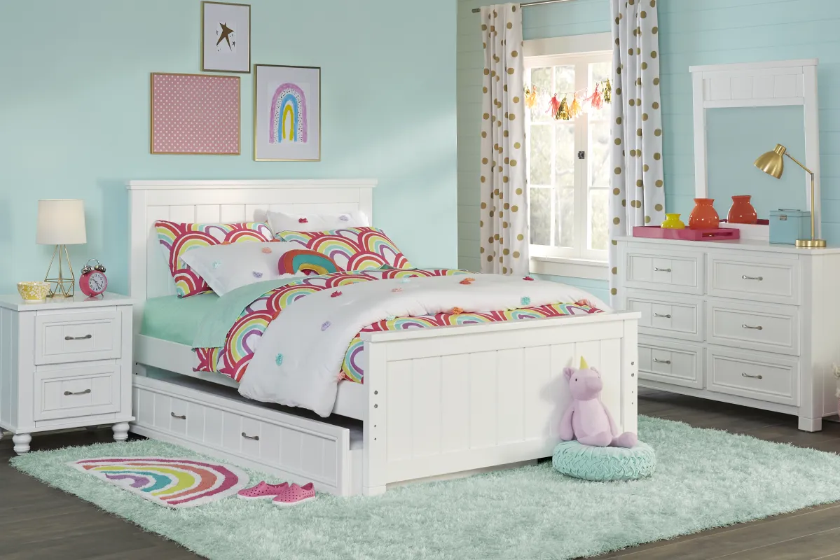 Kids Cottage Colors White Full Panel Bed