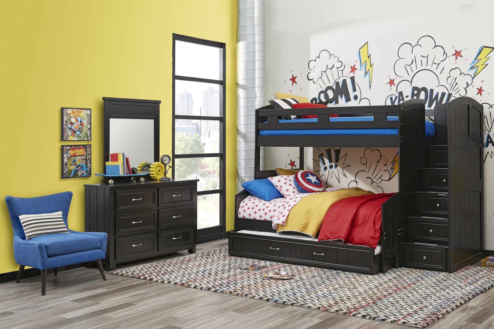 Kids Cottage Colors Black Twin/Full Step Bunk - Image 2