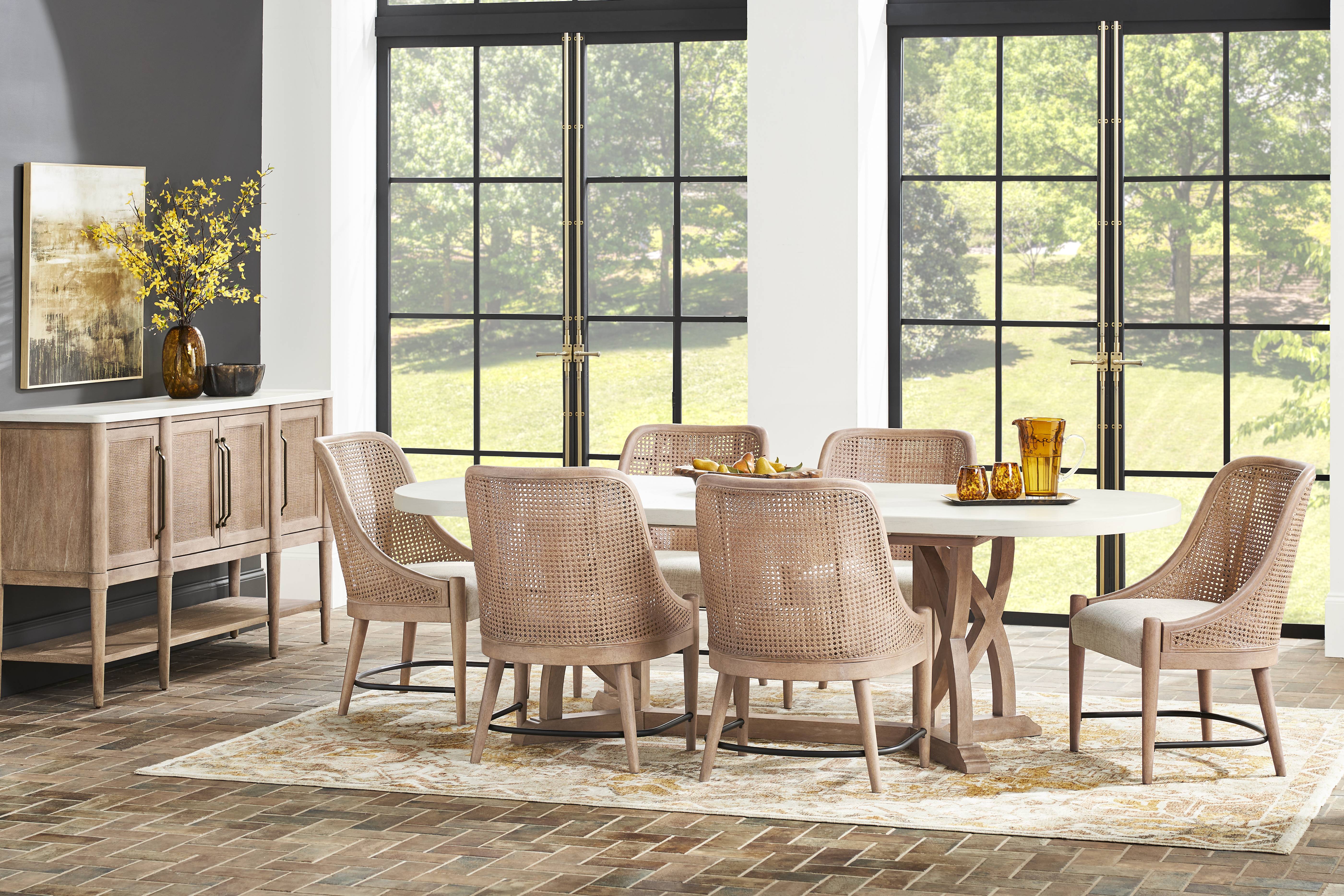 Oakwood Terrace Sand 5 Pc Dining Room with Cane Back Chairs - Thumbnail - Image 1
