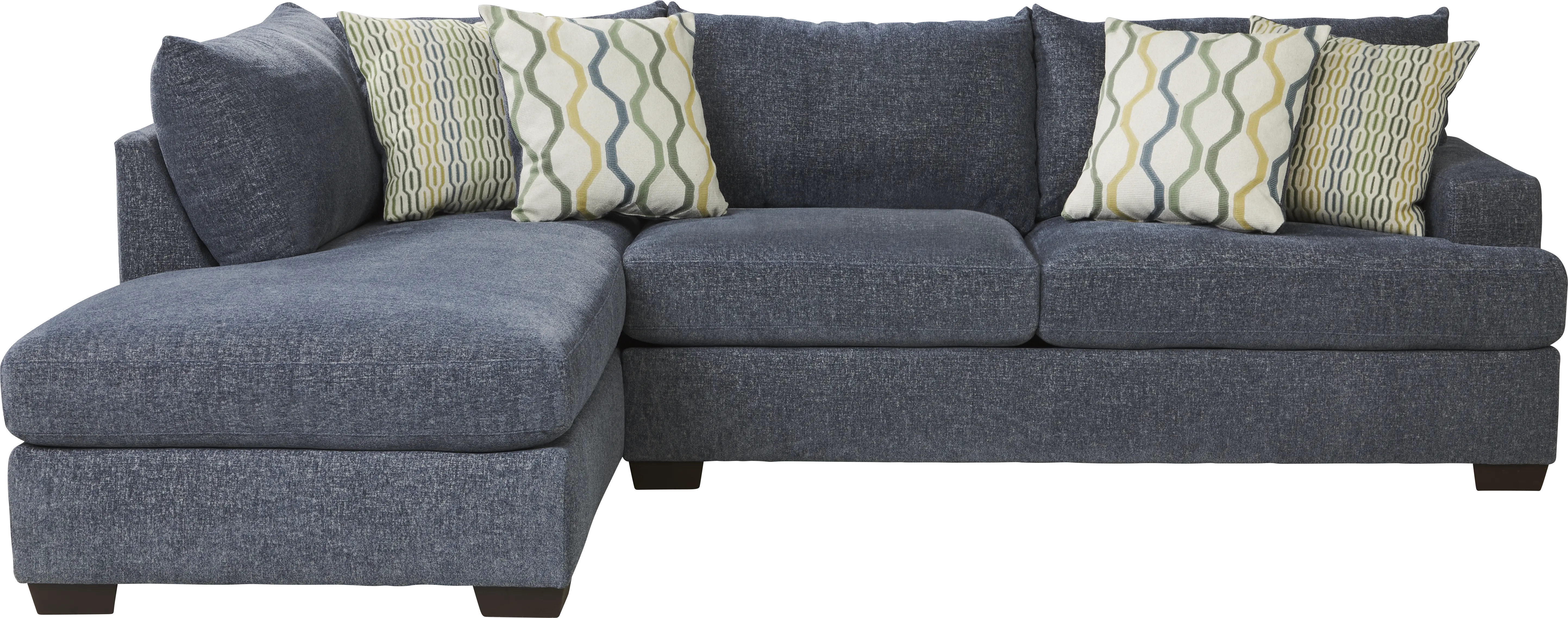 Briar Street Blue Chenille 5 Pc Sectional Living Room - Thumbnail - Image 2
