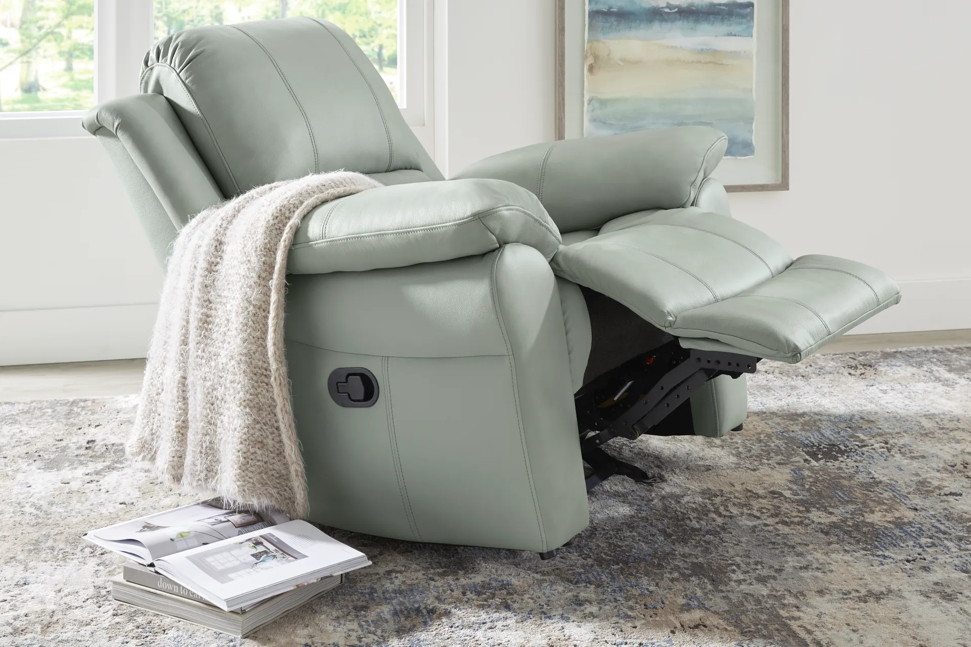 Vercelli Way Aqua Leather Rocker Recliner - Image 3