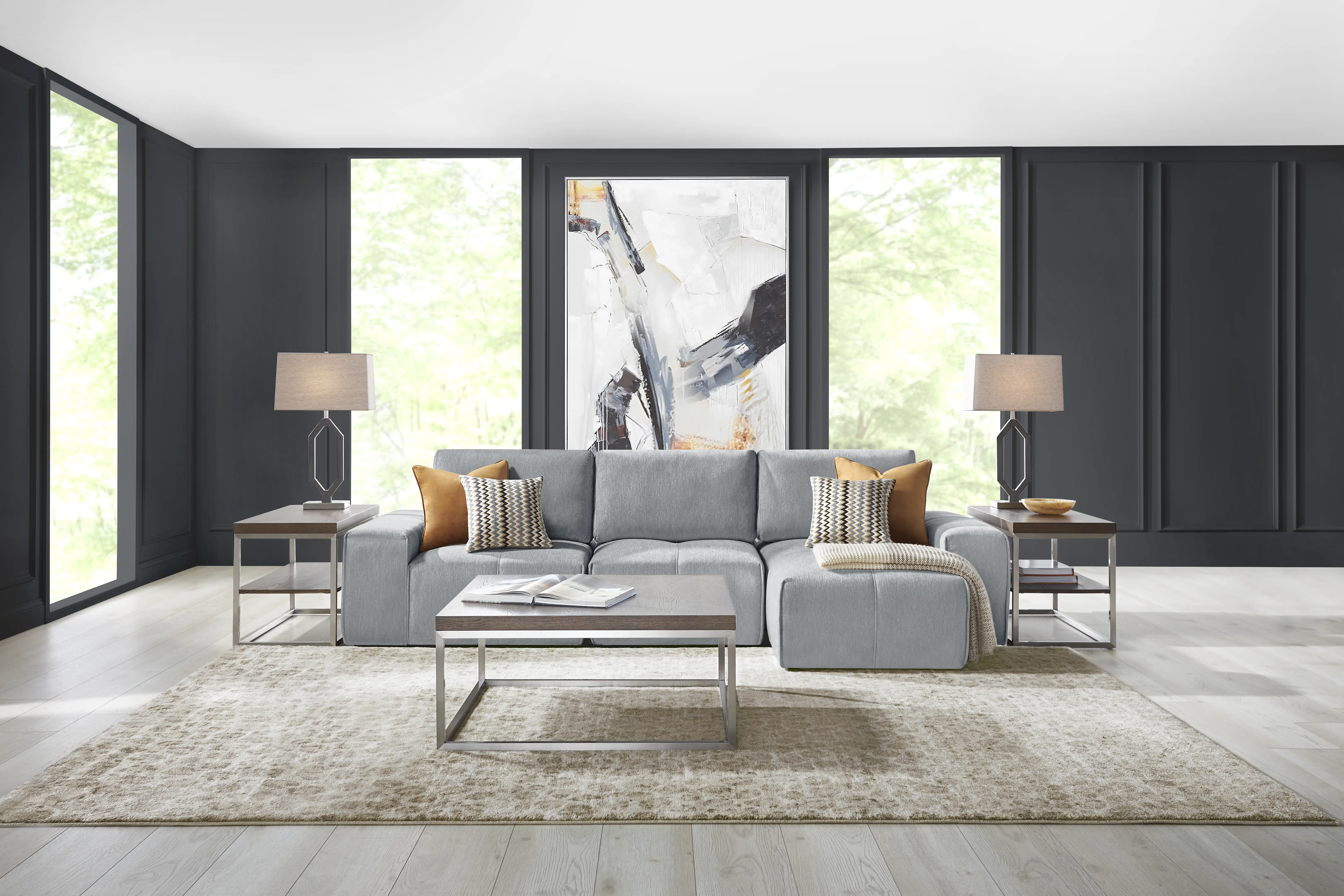 Laney Gray 6 Pc Sectional Living Room - Thumbnail - Image 1