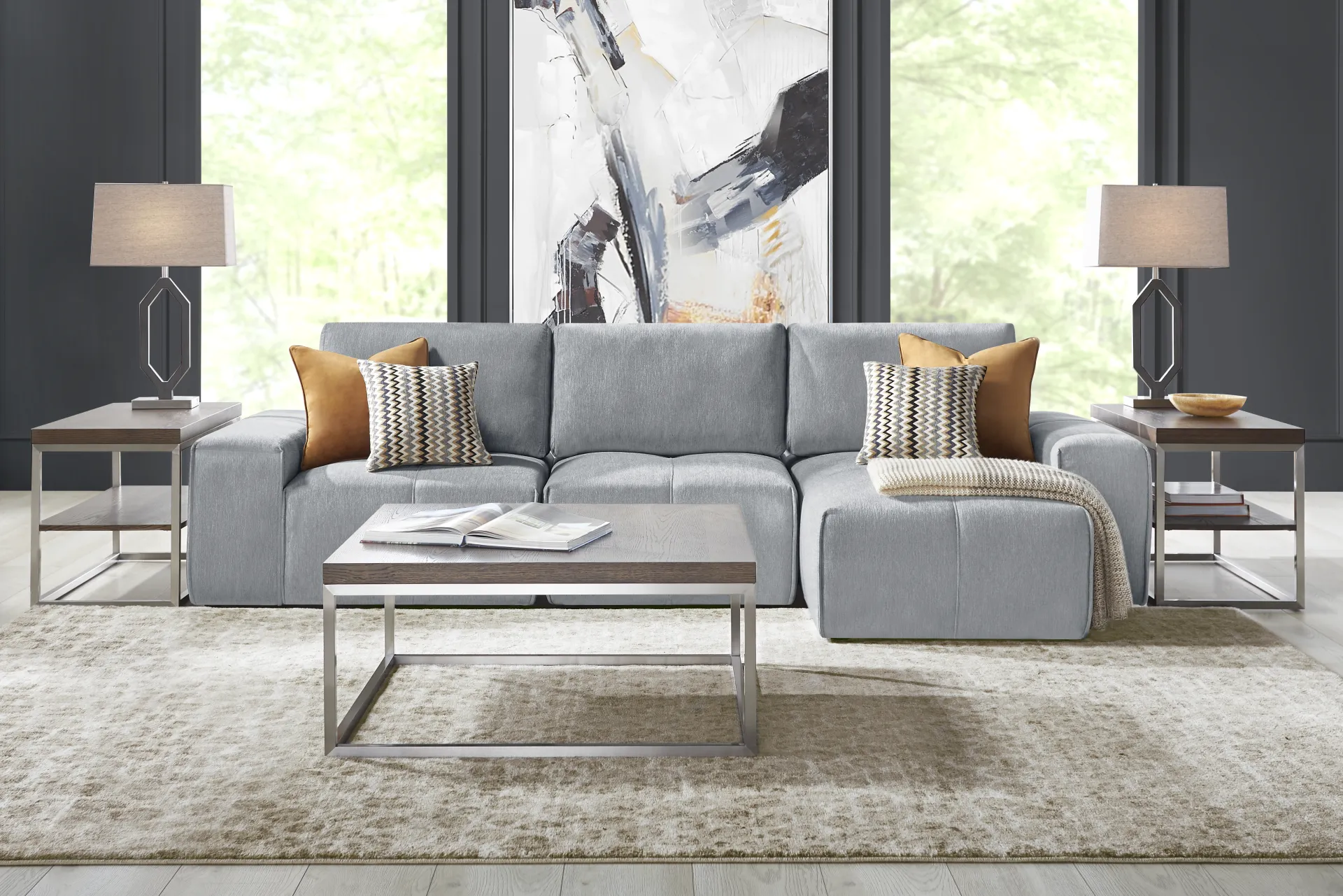 Laney Gray 3 Pc Sectional - Image 2