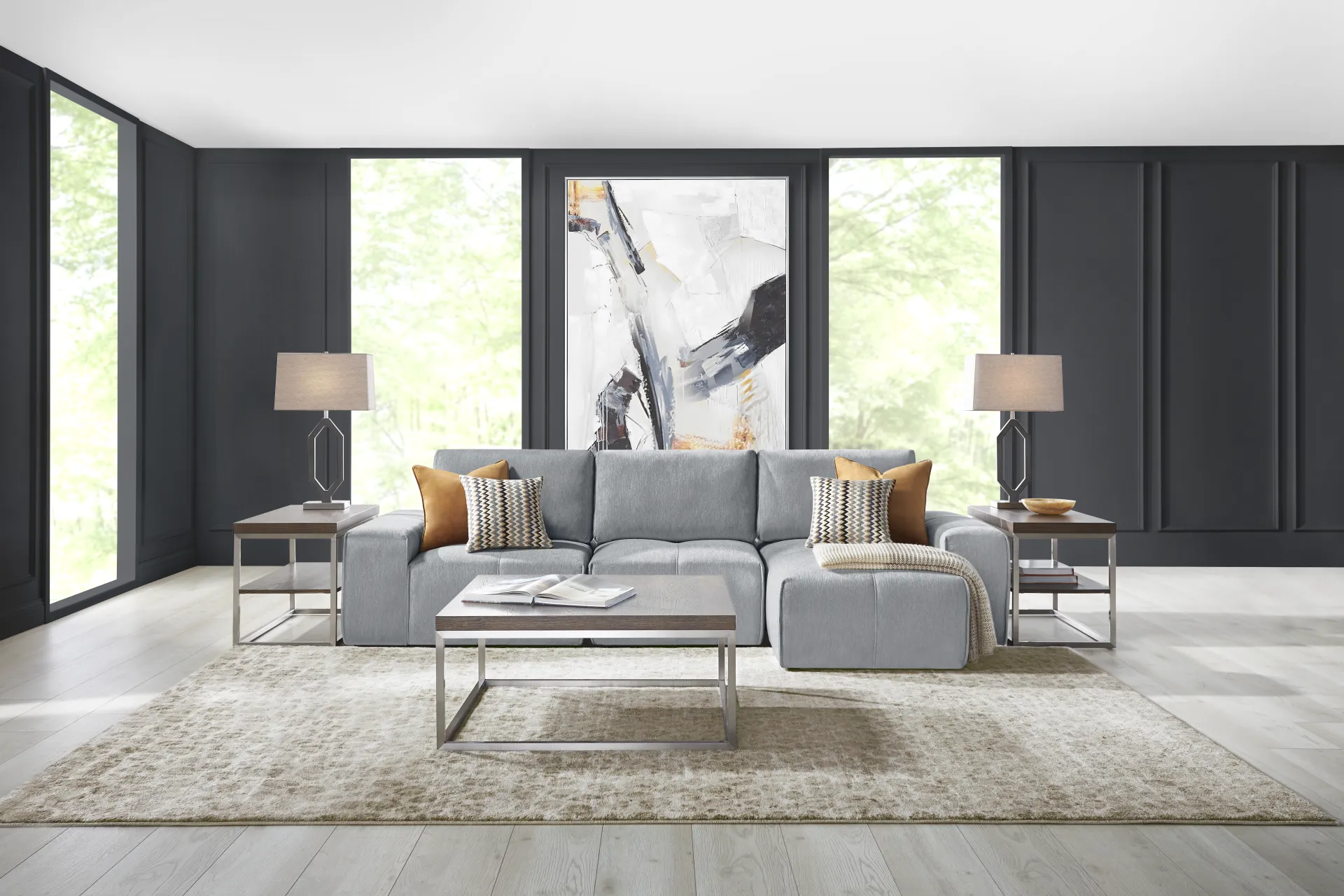 Laney Gray 6 Pc Sectional Living Room - Image 1