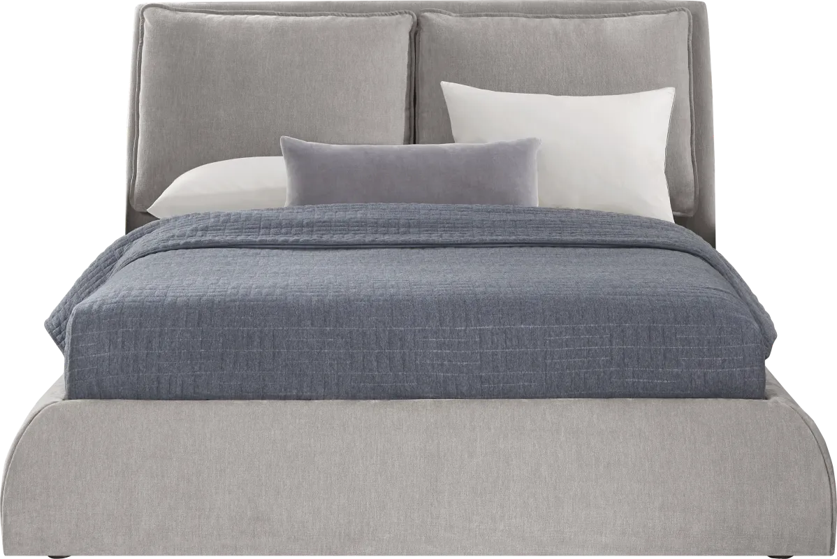 York Mills Gray 3 Pc King Upholstered Bed