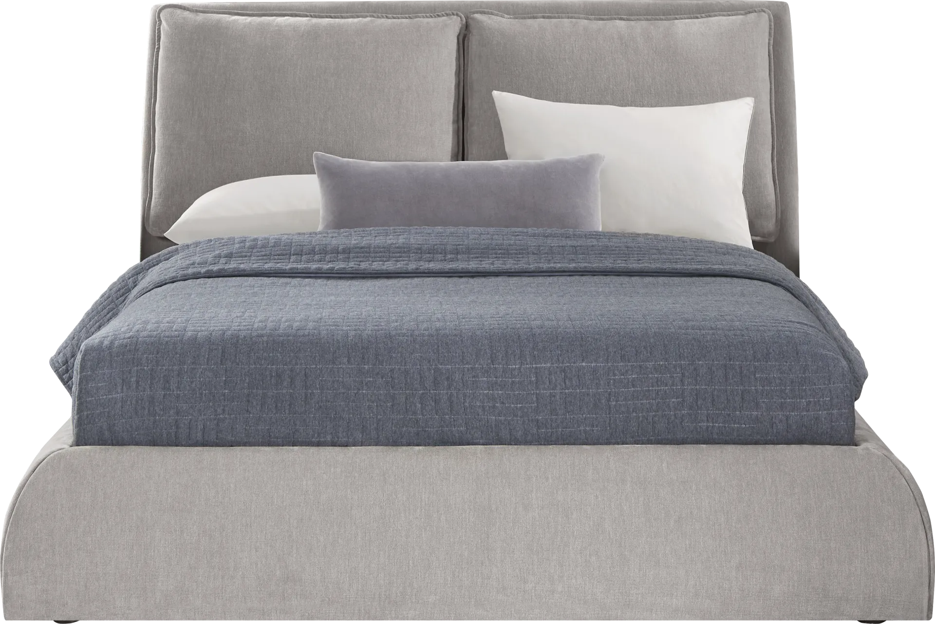 York Mills Gray 3 Pc King Upholstered Bed - Image 1
