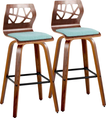 Watsonia II Teal Swivel Barstool, Set of 2
