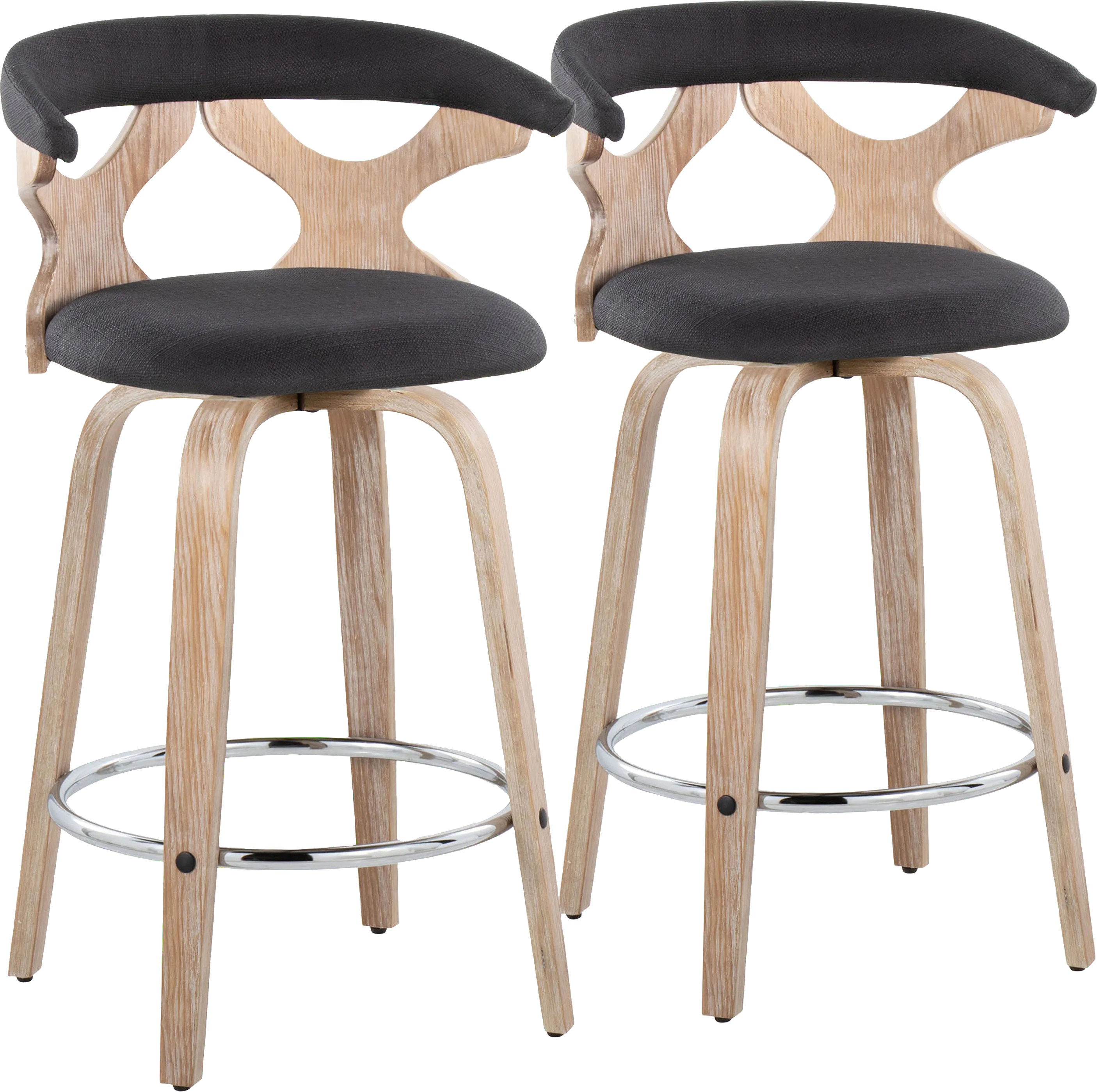 Wyndmoor II Charcoal Swivel Counter Height Stool, Set of 2 - Thumbnail - Image 1