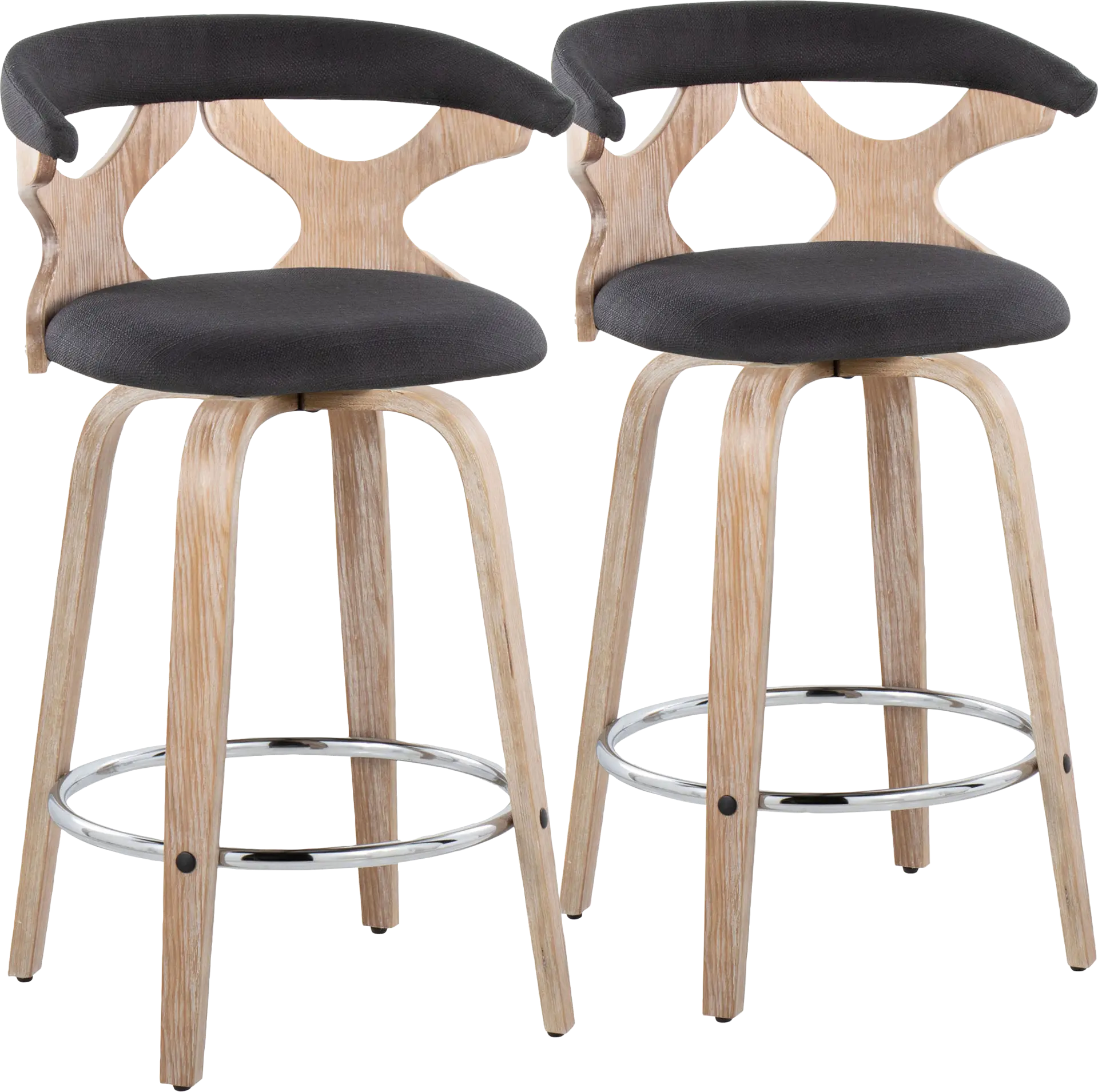Wyndmoor II Charcoal Swivel Counter Height Stool, Set of 2