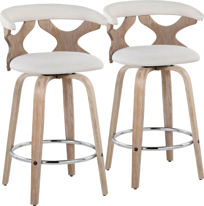 Wyndmoor II Cream Swivel Counter Height Stool, Set of 2