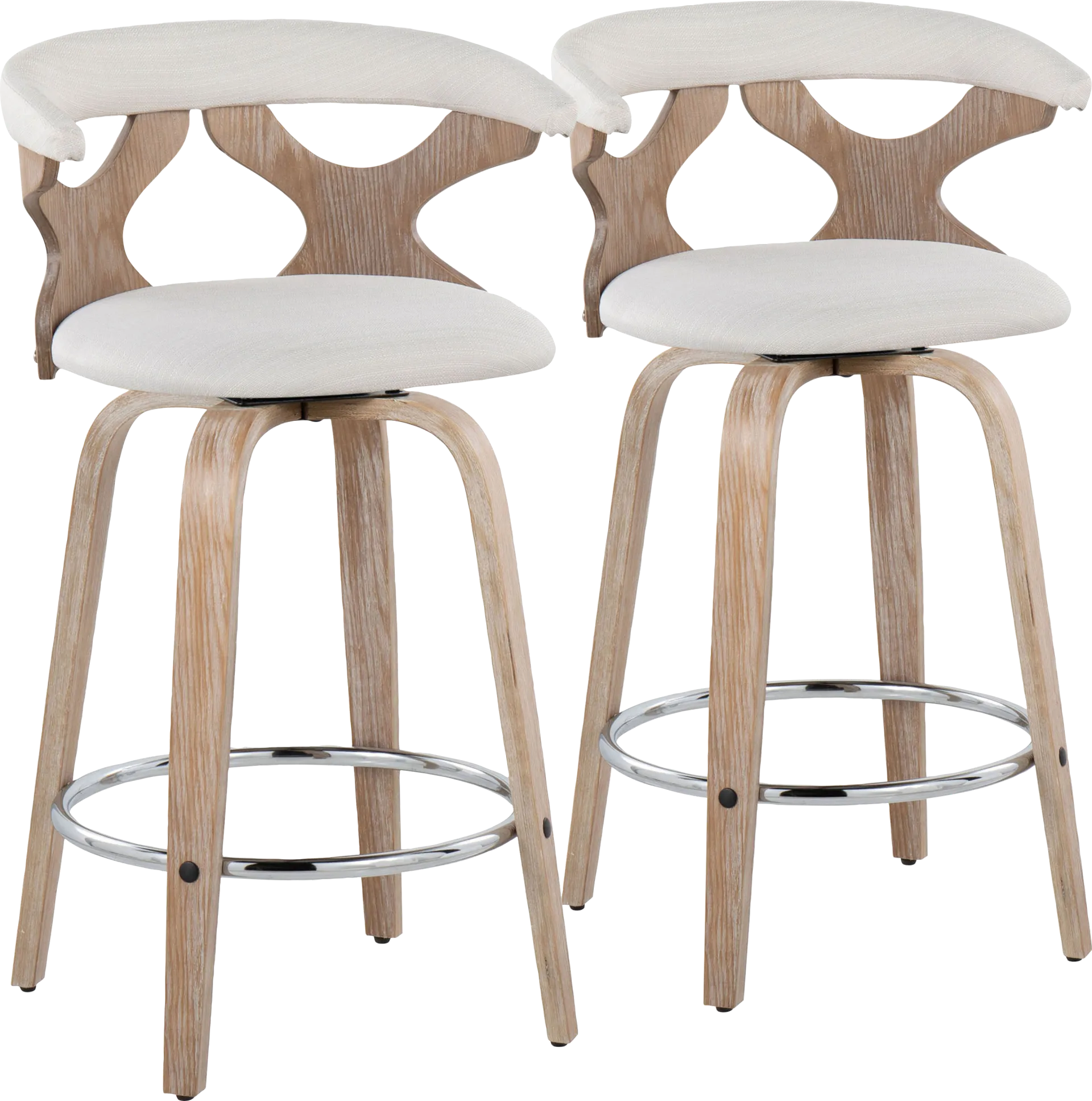 Wyndmoor II Cream Swivel Counter Height Stool, Set of 2 - Image 1