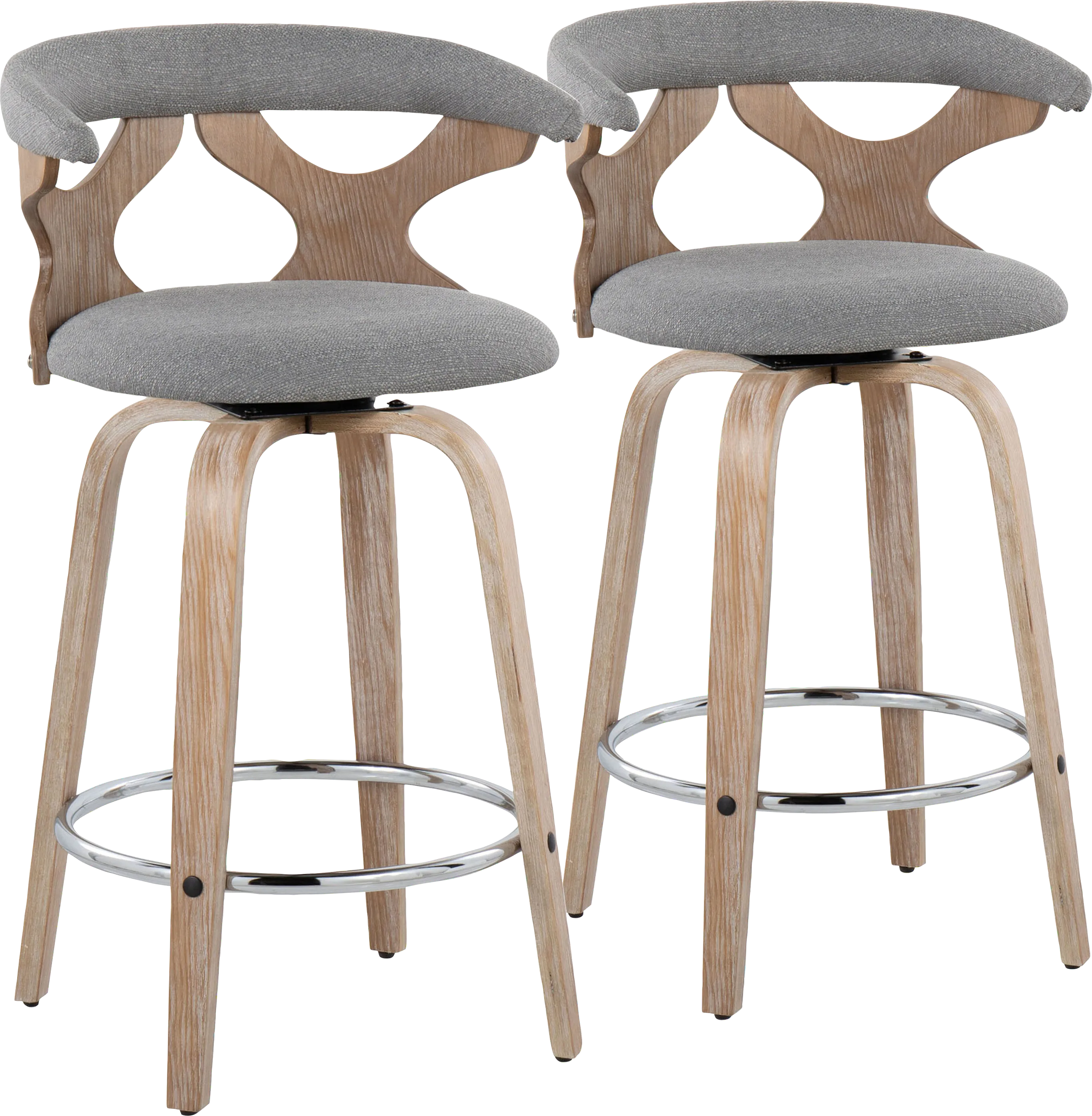 Wyndmoor II Gray Swivel Counter Height Stool, Set of 2 - Thumbnail - Image 1
