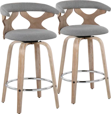 Wyndmoor II Gray Swivel Counter Height Stool, Set of 2