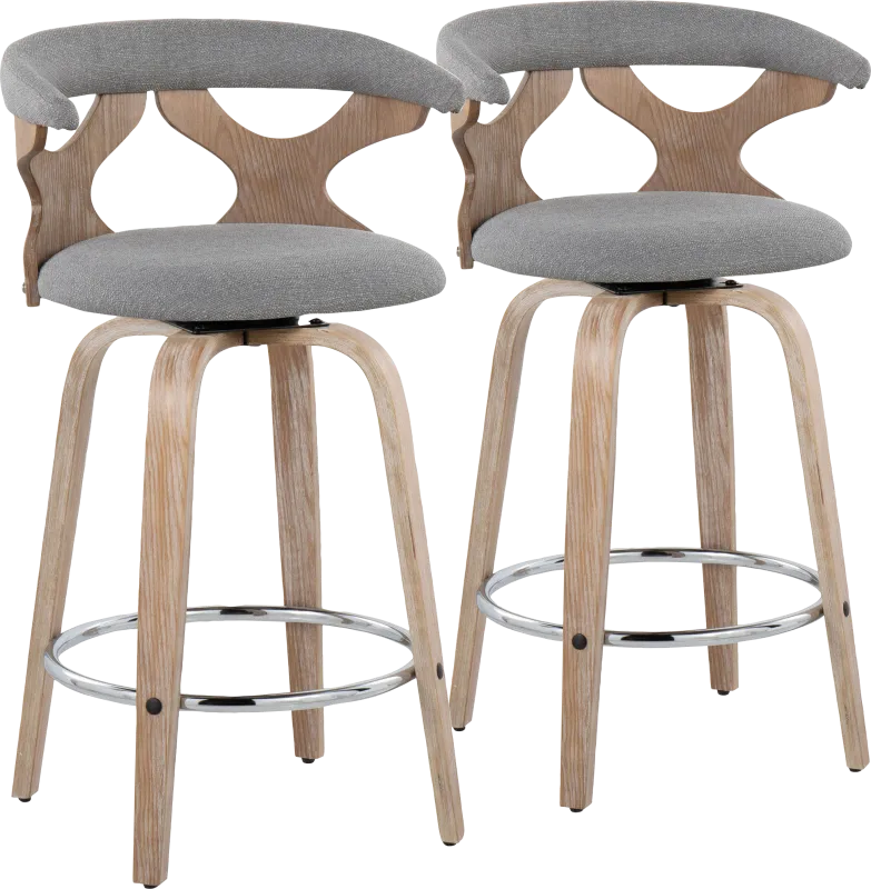 Wyndmoor II Gray Swivel Counter Height Stool, Set of 2