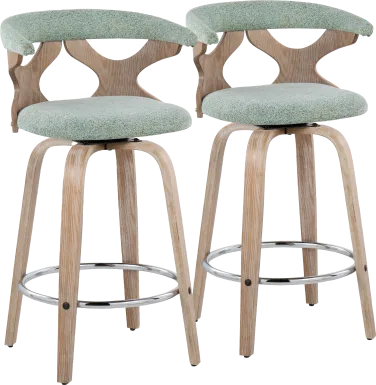 Wyndmoor II Seafoam Swivel Counter Height Stool, Set of 2