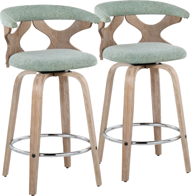 Wyndmoor II Seafoam Swivel Counter Height Stool, Set of 2