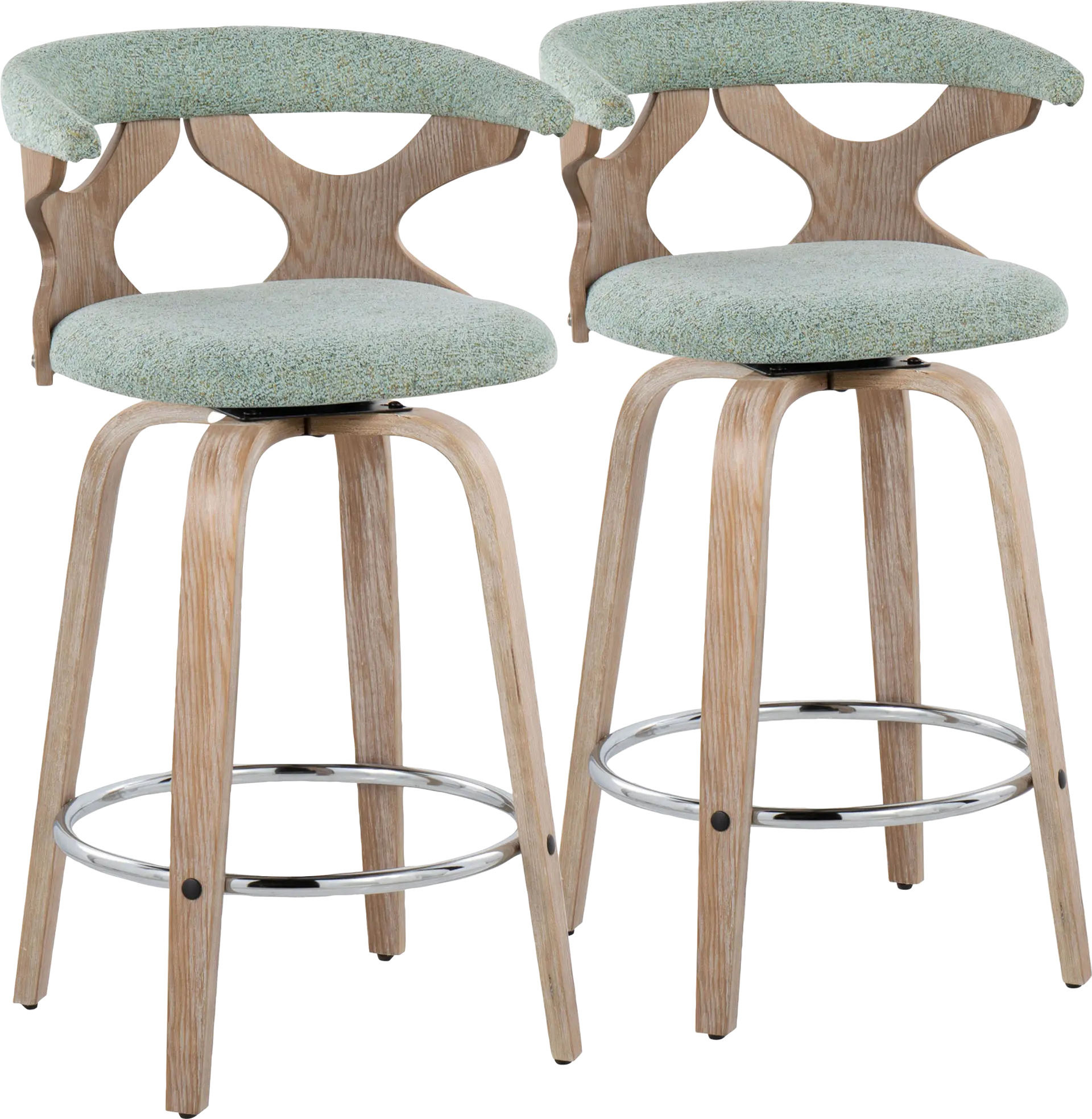 Wyndmoor II Seafoam Swivel Counter Height Stool, Set of 2