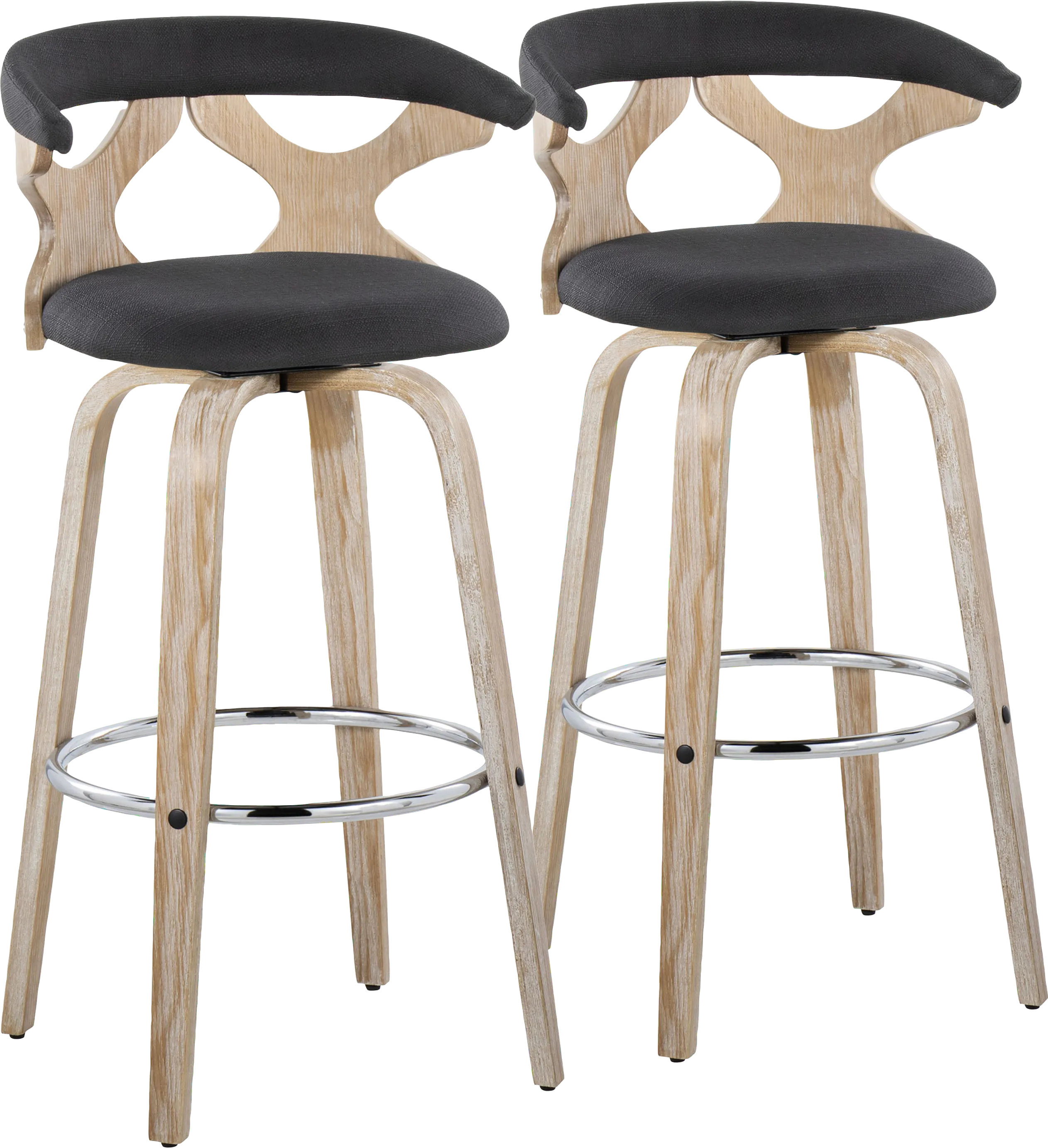 Wyndmoor II Charcoal Swivel Barstool, Set of 2