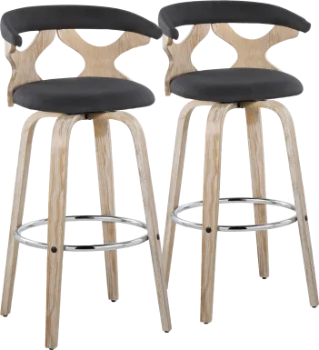 Wyndmoor II Charcoal Swivel Barstool, Set of 2