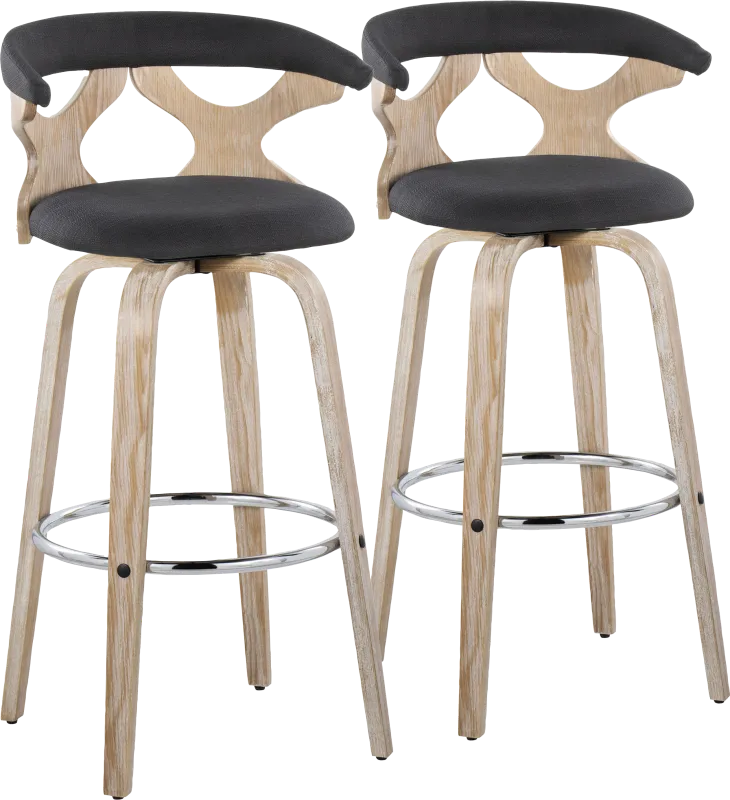 Wyndmoor II Charcoal Swivel Barstool, Set of 2