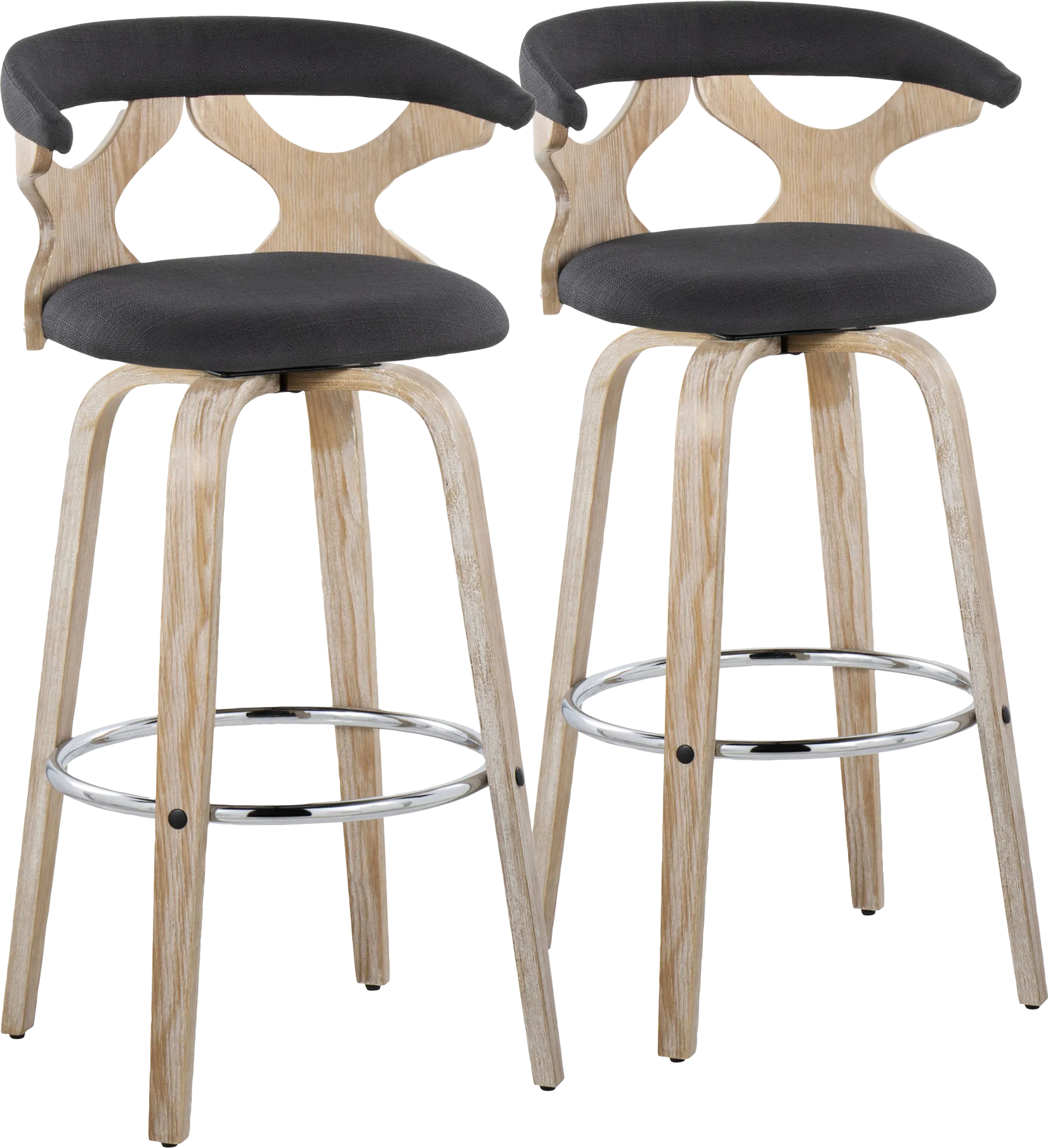 Wyndmoor II Charcoal Swivel Barstool, Set of 2 - Image 1