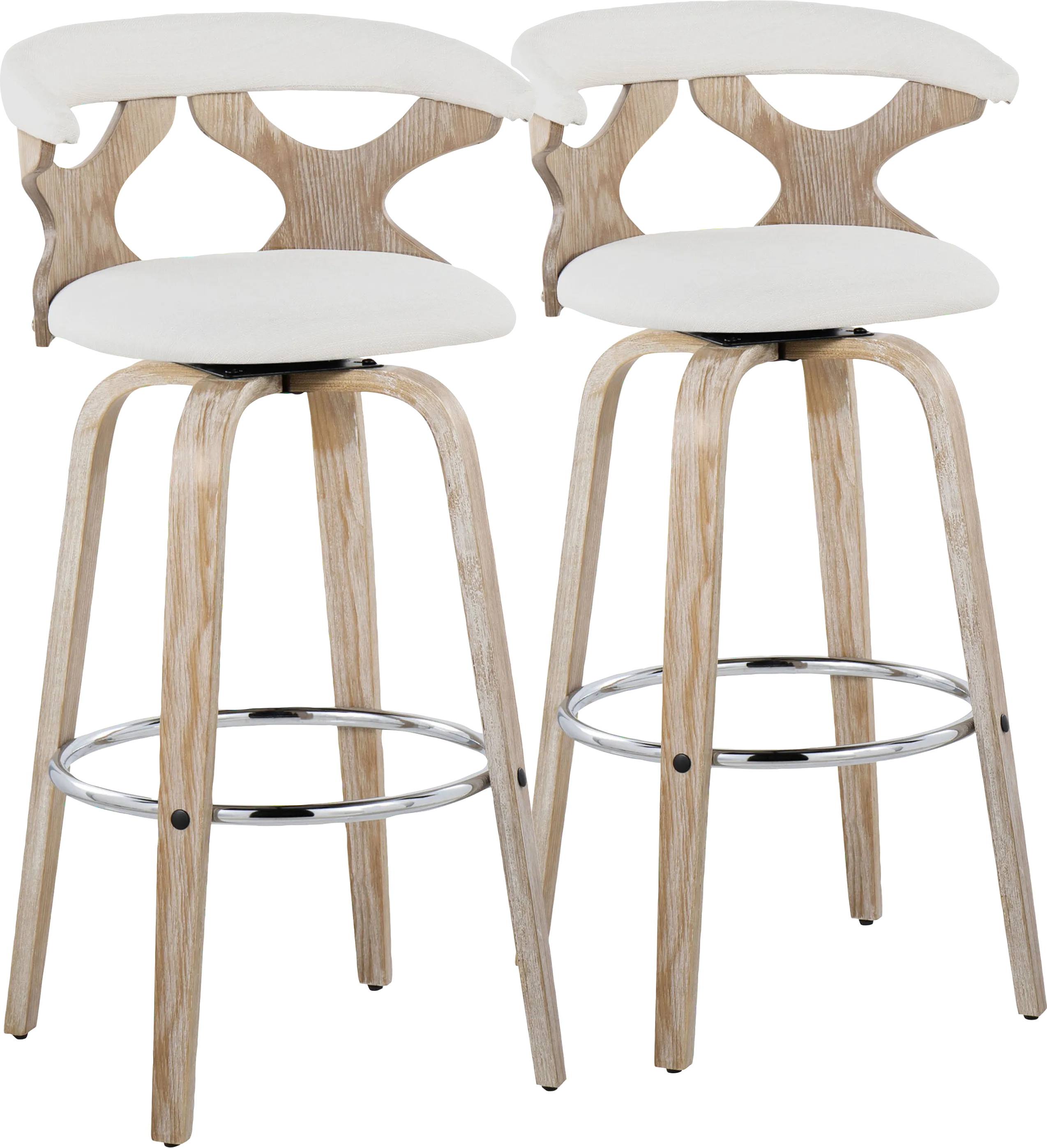 Wyndmoor II Cream Swivel Barstool, Set of 2 - Thumbnail - Image 1