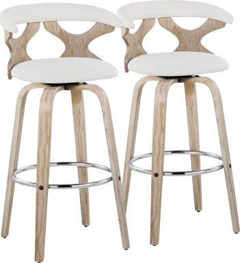 Wyndmoor II Cream Swivel Barstool, Set of 2