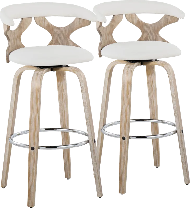 Wyndmoor II Cream Swivel Barstool, Set of 2