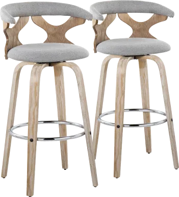 Wyndmoor II Light Gray Swivel Barstool, Set of 2