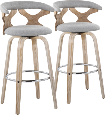 Wyndmoor II Light Gray Swivel Barstool, Set of 2