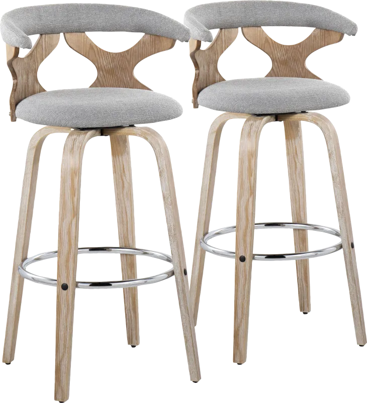 Wyndmoor II Light Gray Swivel Barstool, Set of 2