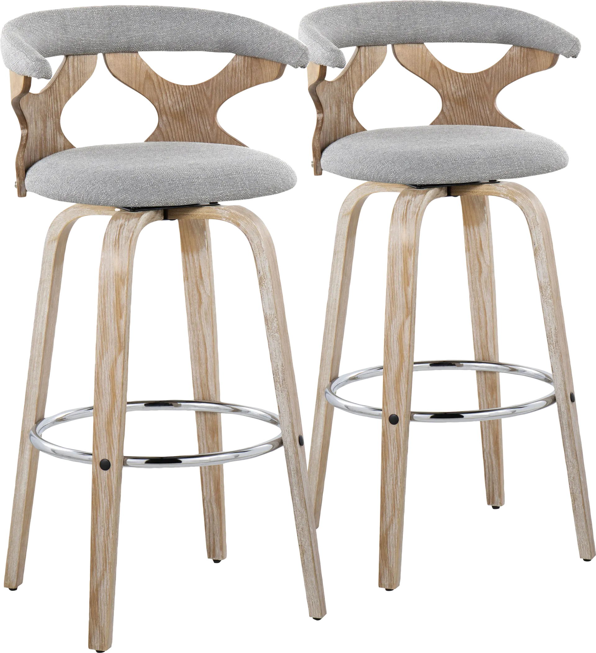 Wyndmoor II Light Gray Swivel Barstool, Set of 2 - Image 1
